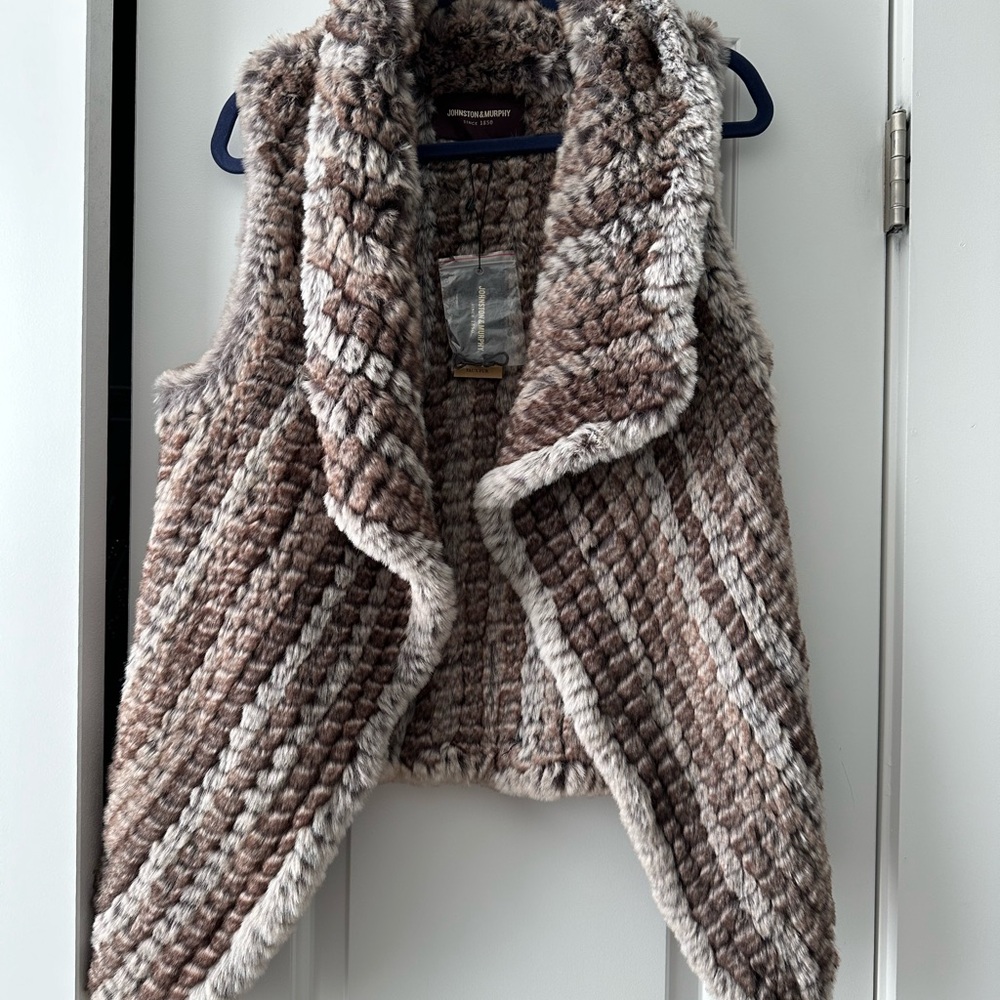 Johnston & Murphy - Brown, Grey Beige Cascade Faux Fur vest